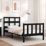 vidaXL Posteljni okvir z vzglavjem črn 2FT6 trden les | Shoptok.si