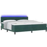vidaXL Postelja s pomičnim dnom z vzmetnico in LED osvetlitvijo temno zelena 200x200 cm žamet, (22050064) | Shoptok.si