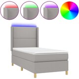Maison Chic Box spring postelja - Vzmetna postelja z vzmetnico LED svetlo siva 90x190 cm blago SL8807, (21902573) Cene