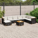 Maison Chic Seti vrtnega pohištva - Vrtna garnitura - Vrtni pohištvo set 9-delna z blazinami črn poli ratan, (21804284) | Shoptok.si