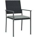vidaXL Set 3 Črna Poli ratan 54x62.5x89 cm Vzdržljiv Vrtna stolica | Shoptok.si
