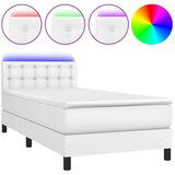  Krevet box spring s madracem LED bijeli 90x200 cm umjetna koža | shoptok.hr