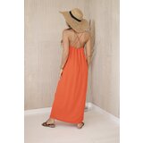 Kesi Włoski Long dress with straps dark orange | shoptok.hr