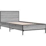 vidaXL Posteljni okvir siva sonoma 75x190 cm inženirski les in kovina, (21128417) | Shoptok.si