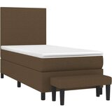 vidaXL Krevet s oprugama i madracem tamnosmeđi 90 x 190 cm od tkanine | shoptok.hr