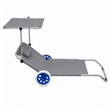  Sklopiva ležaljka za plažu s kotačima i sjenicom - siva | Shoptok.si