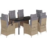  7-dijelni vrtni blagovaonski set od poliratana s jastucima bež | shoptok.hr