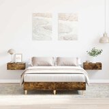 vidaXL Posteljni okvir brez vzmetnice dimljeni hrast 135x190 cm | Shoptok.si