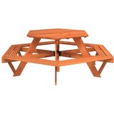  Stol za piknik za 6 djece sa suncobranom šesterokutni jelovina | shoptok.hr