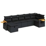  7-dijelni set vrtnih sofa od poliratana s jastucima crni Slike