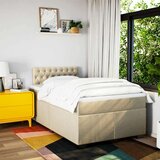 vidaXL Box spring postelja z vzmetnico krem 120x200 cm blago | Shoptok.si