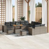 vidaXL Set od 13 komada Baštenskih Sofa s Jastučićima Sivi Poli Ratan | shoptok.hr