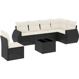 Maison Chic Seti vrtnega pohištva - Vrtna garnitura - Vrtni pohištvo set 7-delna z blazinami črn poli ratan, (21801417) | Shoptok.si