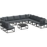 Sjedeća garnitura za vrt s jastukom 11 pcs Crna Aluminij | shoptok.hr