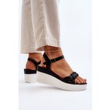 Boto Black Wedge Sandals Esinna | shoptok.hr