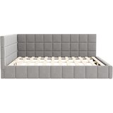Lumor Postelja za odrasle 160x200 cm iz žameta – z ograjo in letveno podlago – siva, (22151299) | Shoptok.si