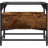  Stolić sa staklenom površinom boja hrasta 50x50x45 cm čelik | shoptok.hr