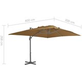  Konzolni vrtni suncobran s aluminijskom šipkom 400x300 cm taupe | shoptok.hr