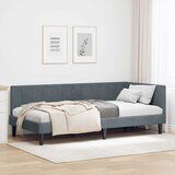 vidaXL Kutni okvir kreveta s uzglavljem Tamno siva 90 x 190 cm Baršun | shoptok.hr