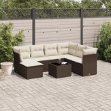  8-dijelni set vrtnih sofa s jastucima smeđi od poliratana | shoptok.hr