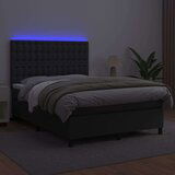  Box spring s madracem LED crni 140 x 190 cm umjetna koža | shoptok.hr