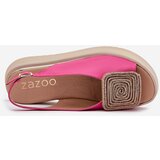 Zazoo 1786 Leather Women's Sandals On Platform With Decoration Fuchsia | Shoptok.si
