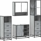 vidaXL 4-dijelni set kupaonskog namještaja siva boja hrasta drveni | shoptok.hr