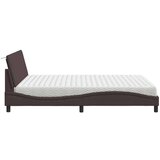  Postelja z vzmetnico temno rjava 160x200 cm blago | Shoptok.si