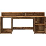 vidaXL Radni stol s LED svjetlima boja starog drva 200x55x91 cm drveni | shoptok.hr