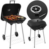 Kaminer vrtni roštilj na oglje s poklopcem – prenosni BBQ roštilj s kolesi in policami | Shoptok.si