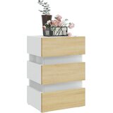  LED noćni ormarić bijeli i hrast 45x35x67 cm konstruirano drvo | shoptok.hr