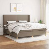  Box spring postelja z vzmetnico taupe 200x200 cm blago | Shoptok.si