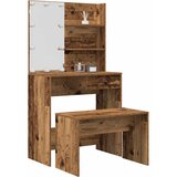 vidaXL Garnitura toaletne mize z LED starim lesenim inženirskim lesom | Shoptok.si