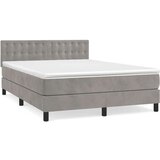 vidaXL Krevet s oprugama i madracem svjetlosivi 140x190 cm baršunasti | shoptok.hr