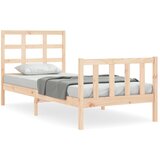The Living Store Posteljni okvir z vzglavjem 90x200 cm trden les - Posteljni Okvir, (21528010) | Shoptok.si