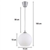 Brilagi LED luster na sajli RETRO GLASS 1xE27/60W/230V prečnik 15 cm srebrna/bela | Eponuda.com