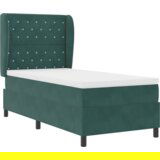 Box Spring Krevet s Madracem Tamno Zeleno 90x190 cm Baršun | shoptok.hr