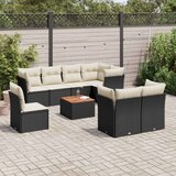 vidaXL 9-dijelni set vrtnih sofa s jastucima crni od poliratana | shoptok.hr