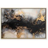  Slika - Golden explosions – abstract pattern inspired by marble 60x40 U prirodnom drvenom okviru | shoptok.hr