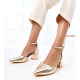 Gemre Golden block heel pumps with ankle strap Keris Cene
