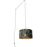 QAZQA Pendant Lamp Black with Plug and Leaf Shade with Gold Interior 35cm - Cavalux | Shoptok.si