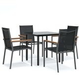  5-dijelni vrtni blagovaonski set crni od tekstilena i čelika | shoptok.hr