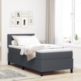 vidaXL Postelja s škatlastim vzmetnjakom z vzmetnico & LED Temno siva 80x200 cm Žametna tkanina | Shoptok.si