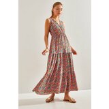 Bianco Lucci Women's Double Breasted Neck Floral Patterned Dress Cene