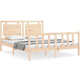  The Living Store Posteljni okvir z vzglavjem 160x200 cm trden les - Posteljni Okvir, (21445865) | Shoptok.si