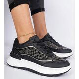D/CEO marka niezdefiniowana Black women's sneakers with rhinestones Fucco Cene