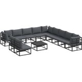  Sjedeća garnitura za vrt s jastukom 12 pcs Crna Aluminij | shoptok.hr