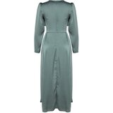 Trendyol Khaki Shawl Detailed Satin Evening Dress | Shoptok.si