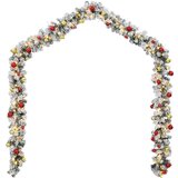 vidaXL Božićni vijenac s kuglicama i LED svjetlima zeleni 5 m PVC | shoptok.hr