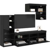 TV stenske enote 6 pcs Črna Orehovina Konstruiran les, (5000112846) | Shoptok.si
